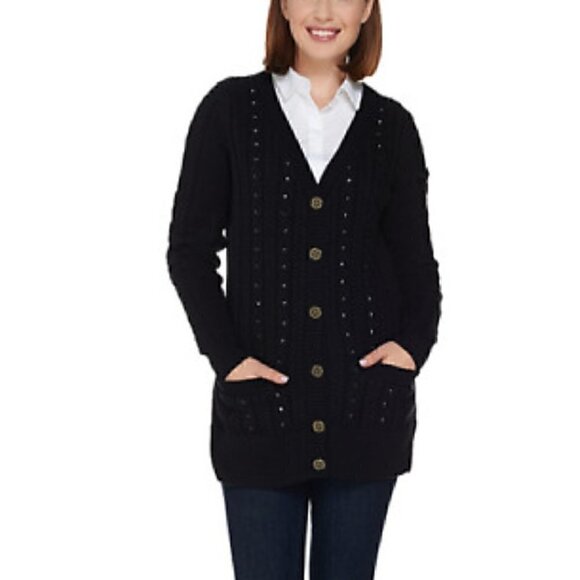 C. Wonder:Jacquard Knit Button Boyfriend Sweater M - Picture 12 of 12